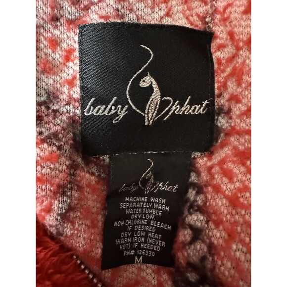 Y2K Baby Phat Red & Black Fuzzy Monogram Cat Hoodie Med  2000s Hole** - Picture 5 of 8